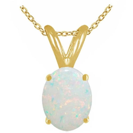 Aonejewelry 0.25Ct Oval Opal Pendant in 14k Yellow Gold