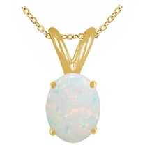 Aonejewelry 0.25Ct Oval Opal Pendant in 14k Yellow Gold