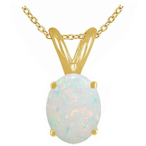 Aonejewelry 0.25Ct Oval Opal Pendant in 14k Yellow Gold