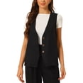 thumbnail image 1 of Chaleco sin mangas de lino para mujer INSPIRE CHIC con botones S Negro, 1 of 6