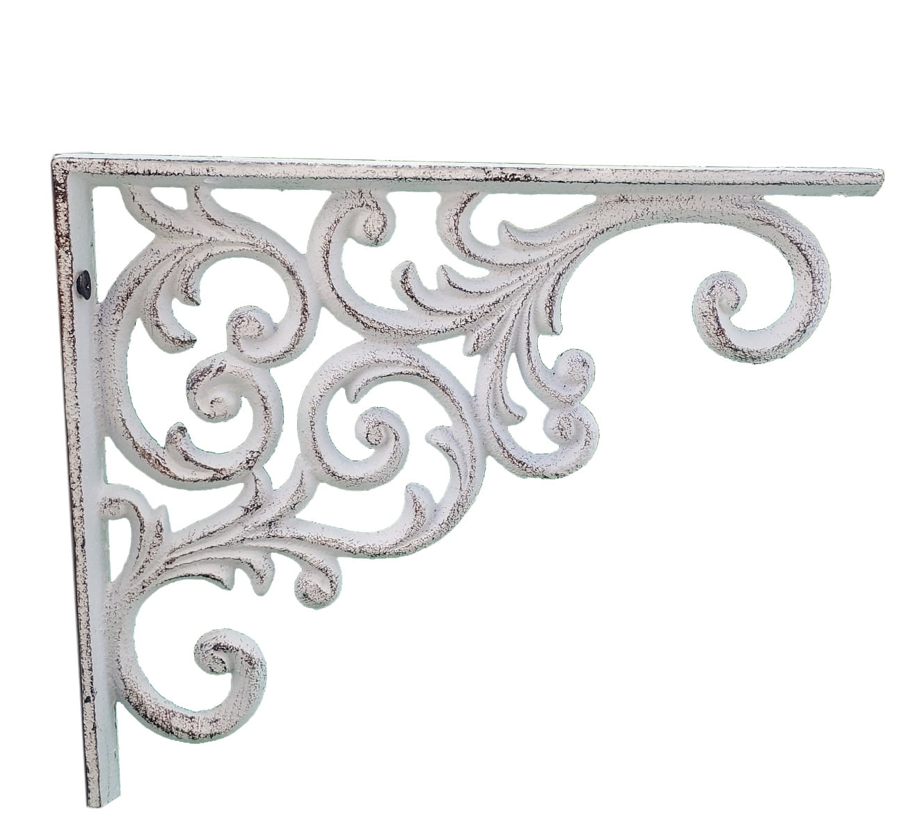 Large Vintage Victorian style Cast Iron Wall Shelf Bracket White Grey 