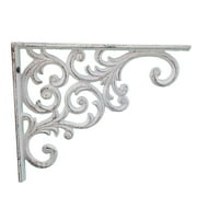 Import Wholesales Wall Shelf Bracket - Ornate Vine Pattern - White Cast Iron - 9.375" Deep