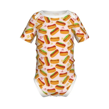 

Coaee Hot Dog In Heart for Soft Baby Short-Sleeve Bodysuit Baby Climbing Clothes Baby Girls Boys Bodysuit Romper-6 Months