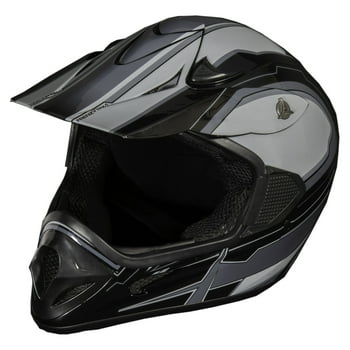 Adult Frenzy MX ATV off-road Helmet DOT Approved, Black/Grey - Large
