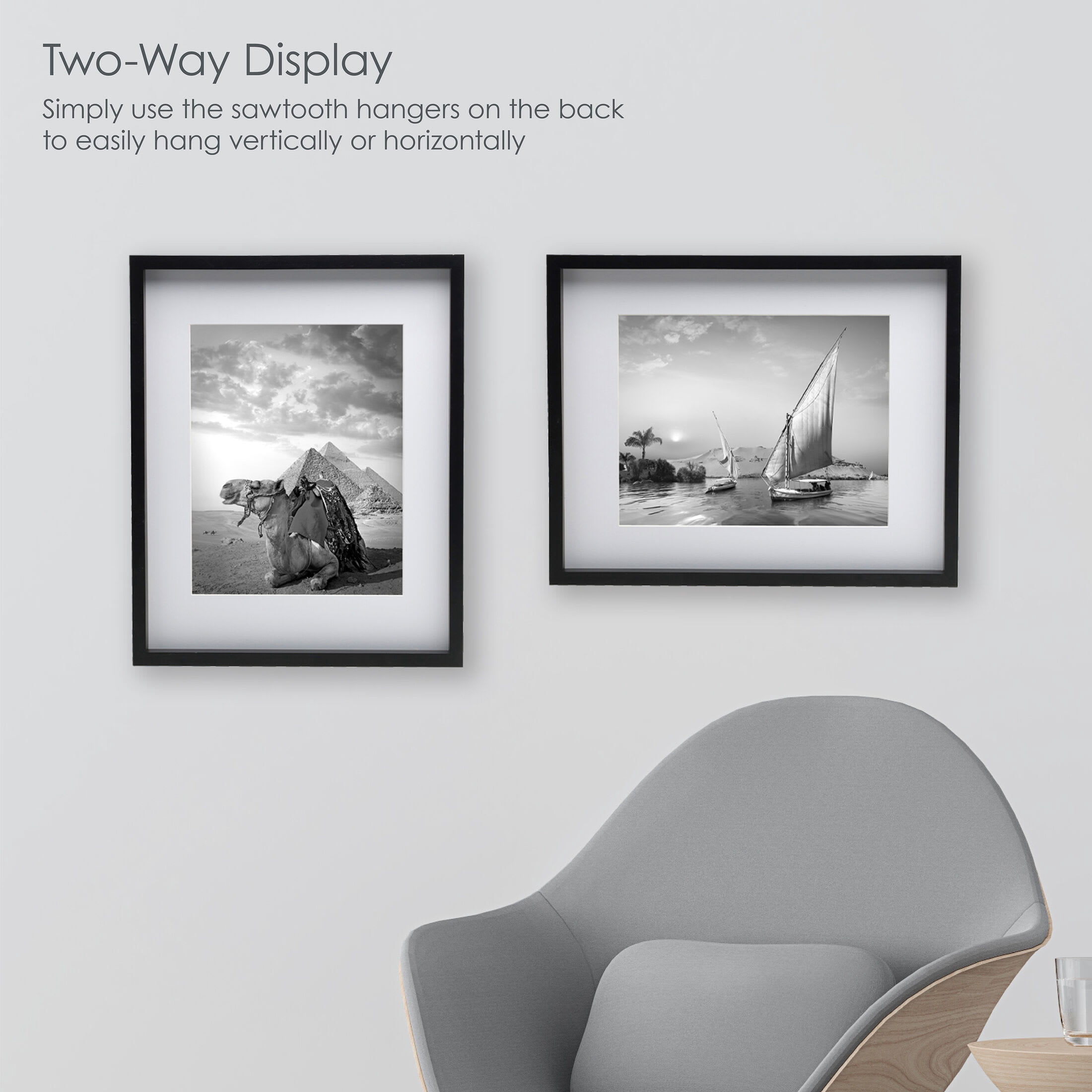 Home Accents Gallery Photo Frame, Displays 16X20 Photo without Mat and 11X14 Photo with Mat, Black