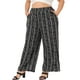 thumbnail image 1 of Pantalones Palazzo de Talla Grande para Mujer Agnes Orinda, Rayas Boho, Pantalones de Pierna Ancha Estilo Paper Bag, Casual de Playa, Verano, Talla 3X, Negro y Blanco, 1 of 6