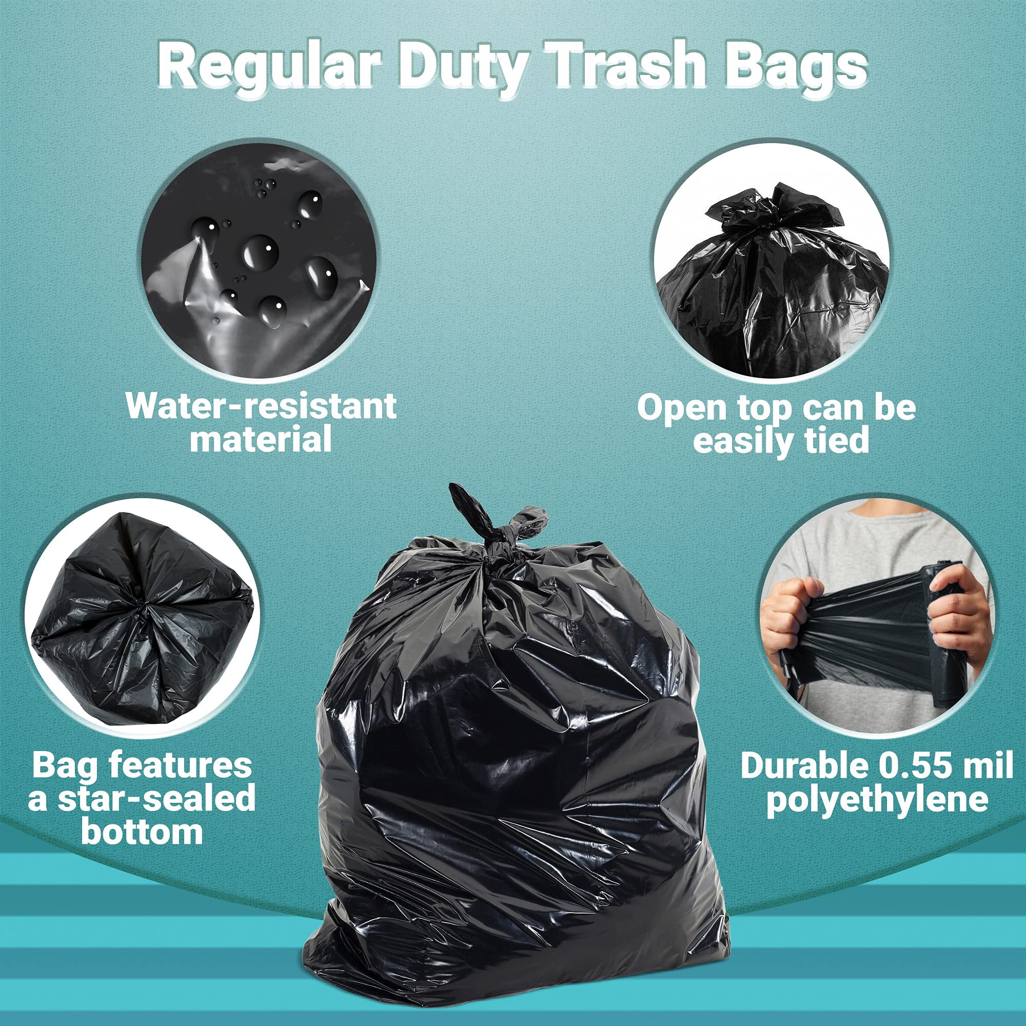 Garbage Bags Low Density Polyethylene Black 250 count 40 x 46 in 40-45 Gallon Capacity