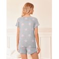 thumbnail image 3 of Ensemble de Pyjama 2 Pcs pour Femmes Manches Courtes Vêtements de Nuit Doux Col Rond Ensemble de Shorts Imprimés avec Poches P-TTG, 3 of 5