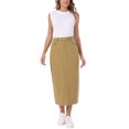 thumbnail image 2 of INSPIRE CHIC Denim Skirt for Women Elastic Waist Split Back Pockets Maxi Length Long Jean Skirts L Khaki, 2 of 6