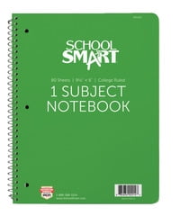 School Smart Spiral Non-Perforated 1 Subject College Ruled Notebook, 11 x 8-1/2 Inches
