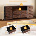 thumbnail image 2 of Magic Union 12 Drawers TV Stand Dresser for 60/65/70 inch TV, 63" W Long Fabric Dresser with LED Lights & Power Outlets, Entertainment Center Industrial TV Console Table for Bedroom (Rustic Brown), 2 of 8