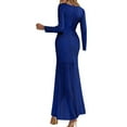 thumbnail image 4 of BLTIBY Women's Sequin Maxi Formal Dresses Long Sleeve Cocktail Wedding Guest Wrap Dress Elegant V Neck Party Gowns with Slit Blue L, 4 of 4