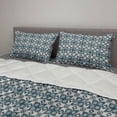 thumbnail image 2 of Vintage Comforter & Sham Bedding Set, Old Motifs with Star Shaped Flowers with Diamond Design on Crosse Geometry, 3 pcs Duvet Set Microfiber Filling Quilt, 5 Sizes, Dark Teal Eggshell, by Ambesonne, 2 of 4