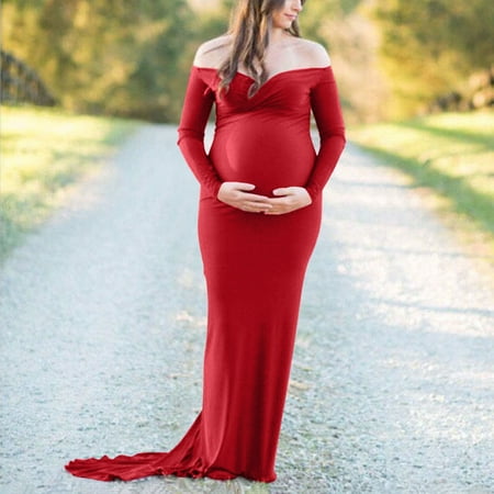 

Maternity Dress Women Pregnants Maternity Photography Props Long Sleeve Solid Dress Maternity Clothes