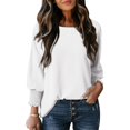 thumbnail image 1 of Top Dokotoo para mujer, talla grande, casual, cuello redondo, manga 3/4, 1 of 6