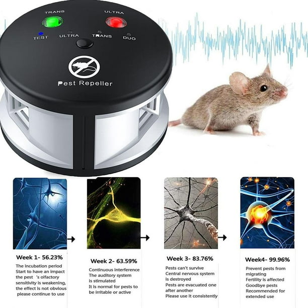 Peggybuy Répulsif à ultrasons pour souris, dissuasion à 360 degrés pour les  rongeurs d'intérieur, les rats et les souris (UE) 