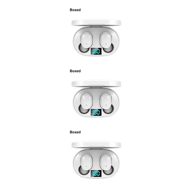 Moyic 1 par de auriculares manos libres llamada estéreo sonido 5.0 auriculares impermeables pantalla digital LED portátil blanco Type1 NO1