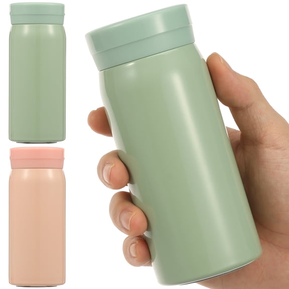 2 Pcs Mini Insulated Stainless Steel Water Bottle 6.76oz(200ml) Leak Proof Pocket Flask for Coffee Tea Hot Cold Drink Adult Kid Pink Green
