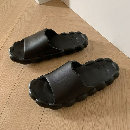 

Lightweight Slippers Comfort Casual Slippers Open Toe Platform Beach Sandals for Couple Black 36-37