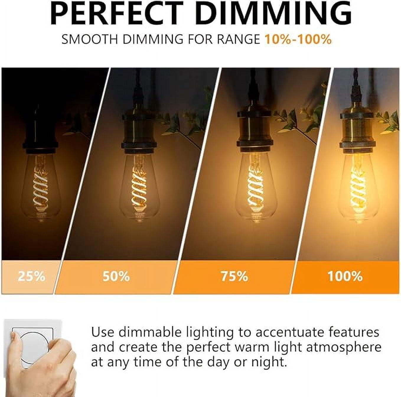 Austin Coast 16-Pack ST58 LED Bulbs, 6W (60W Equivalent), Warm White 2700K, E26 Base, Dimmable, Spiral Filament, Shatterproof