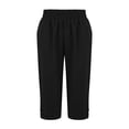 thumbnail image 6 of HKYNLAG Linen Capri Pants for Women Pull On Summer Straight Leg Petite Capris Knee Length Beach Shorts with Pockets Black L, 6 of 6