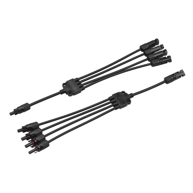 4-Way Solar Cable Connector, Self-Locking, IP67 Waterproof, 12AWG Male/Female Extension Connector for Photovoltaic Panels