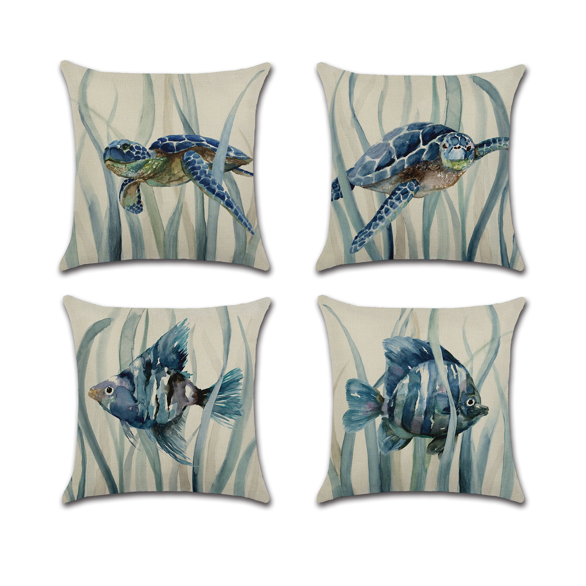 Ocean Beach Style Sea Animal Cotton Linen Pillowcases Sofa Pillow Covers Cushion 