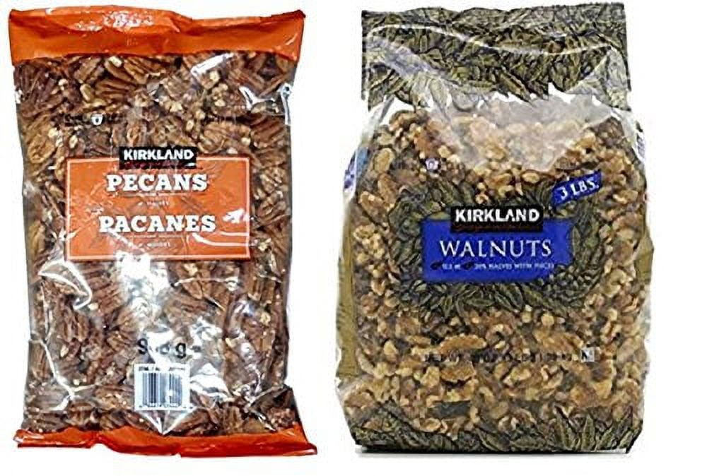 Kirkland Signature Pecan and Walnuts Bundle - Includes Kirkland Signature Pecan Halves (2.0 LB) and Walnuts (3 LB)