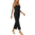 thumbnail image 4 of INSPIRE CHIC Women's Cami Top with Lace Trim Capri Pant 2 Pcs Pajama Set Soft Modal Loungwear Sleepwear XS Black, 4 of 6