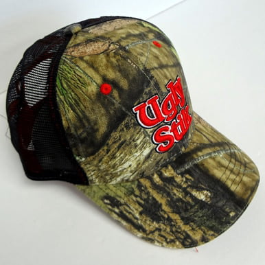 NEW Adjustable Baseball Hat UGLY STIK Men's Fishing Cap Gray Black Red Stitching 