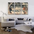 thumbnail image 2 of ARTCANVAS Snowy Landscape With a Woman Brandishing a Broom and a Man Holding an Umbrella Canvas Art Print by Utagawa Kuniyoshi - Size: 60" x 40" (1.50" Deep) (3-Piece), 2 of 9