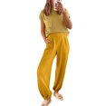 thumbnail image 2 of Komoo Women Sweatsuits Sets Cap Sleeve Ribbed Knit Tops Jogger Pants 2024 Trendy Pajama Loungewear, 2 of 7