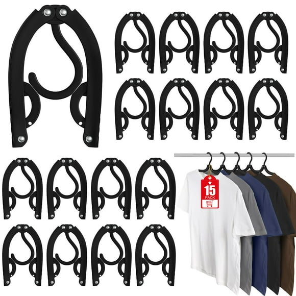 Perchas de viaje Besslly, portátiles, plegables, 15 unidades, de plástico negro