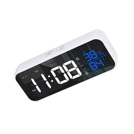 Oasiva Modern LED Music Alarm Clock with 1200mAh Battery and Voice Control Temperature