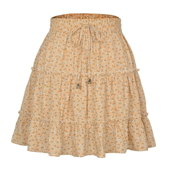Aayomet Skirts For Women Women's High Waist Pleated Skirt A line Swing Midi Skirt,Beige XL
