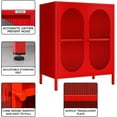 thumbnail image 5 of LNGZOE 2 Door Metal Locker Storage Cabinet with 1 Adjustable Shelves-Steel Locker Cabinet for Bedroom, Bedside, Office Room,2-Tier (Small Acrylic Door, Red), 5 of 11