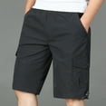 thumbnail image 2 of hotojiny Cargo Shorts for Men Summer Hiking Short Pants with Multi Pockets Elastic Waist Knee Length Big and Tall Bermuda Shorts, 2 of 5