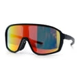thumbnail image 5 of Mens Oversized Shield Color Mirror Sport Wrap Plastic MTB Rectangle Sunglasses Black - Orange Mirror, 5 of 7