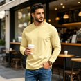 thumbnail image 5 of Garbnen S-4XL Long Sleeve Shirt Men Crew Neck Raglan T Shirts for Men Casual Basic Relaxed Fit Sports Fall Winter Men's Big and Tall Shirts Yellow M, 5 of 7
