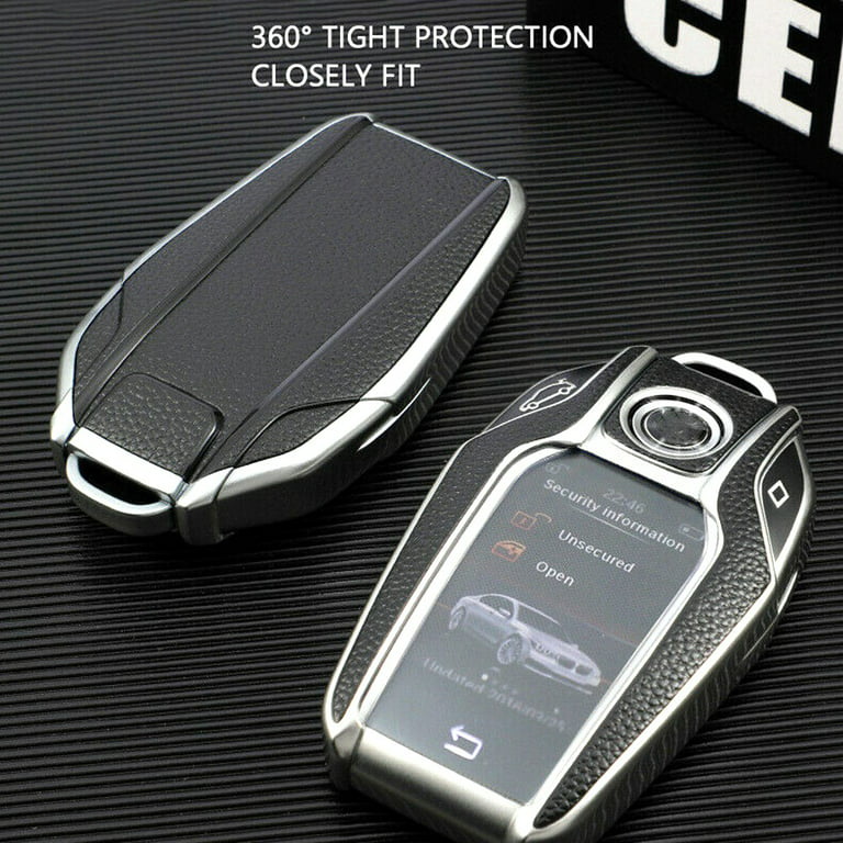 mt-key Schlüsseltasche Autoschlüssel Hardcover Schutzhülle Metallic Grau,  für BMW i8 5er G30 G31 7er G11 X3 G01 X4 G02 KEYLESS SMARTKEY