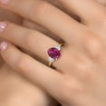 thumbnail image 4 of Gem Stone King 3.50 Ct Oval Red Created Ruby 18K Yellow Gold Plated Silver Ring, 4 of 6