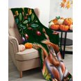 thumbnail image 3 of Squirrel Pine Cone Flannel Blanket for Bed,Travel and Camping, Maple Leaf Fruit Super Soft Cozy Blanket for All Seasons 30"x40", 3 of 6