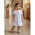 thumbnail image 3 of Toddler Little Girl Back to School Outfit First Day of School Pre Kindergarten Plaid Smocked Short Sleeve Dress Summer Clothes 2-7T, 3 of 9