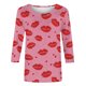 thumbnail image 5 of Camisetas Casuales de las Mujeres 3/4 Manga Cuello Redondo Impreso Blusa Imitación Estante Tela, Camiseta de Moda Superior para el Hogar Diario Y Desgaste Casual Todo el Año, 5 of 9