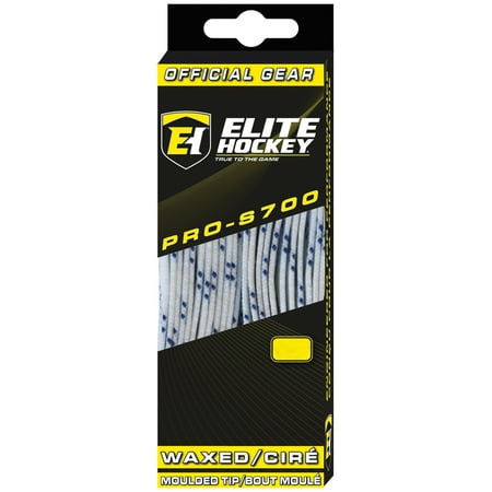 - Elite Hockey Pro-S700 Waxed Skate Laces (White/Navy, 72IN)