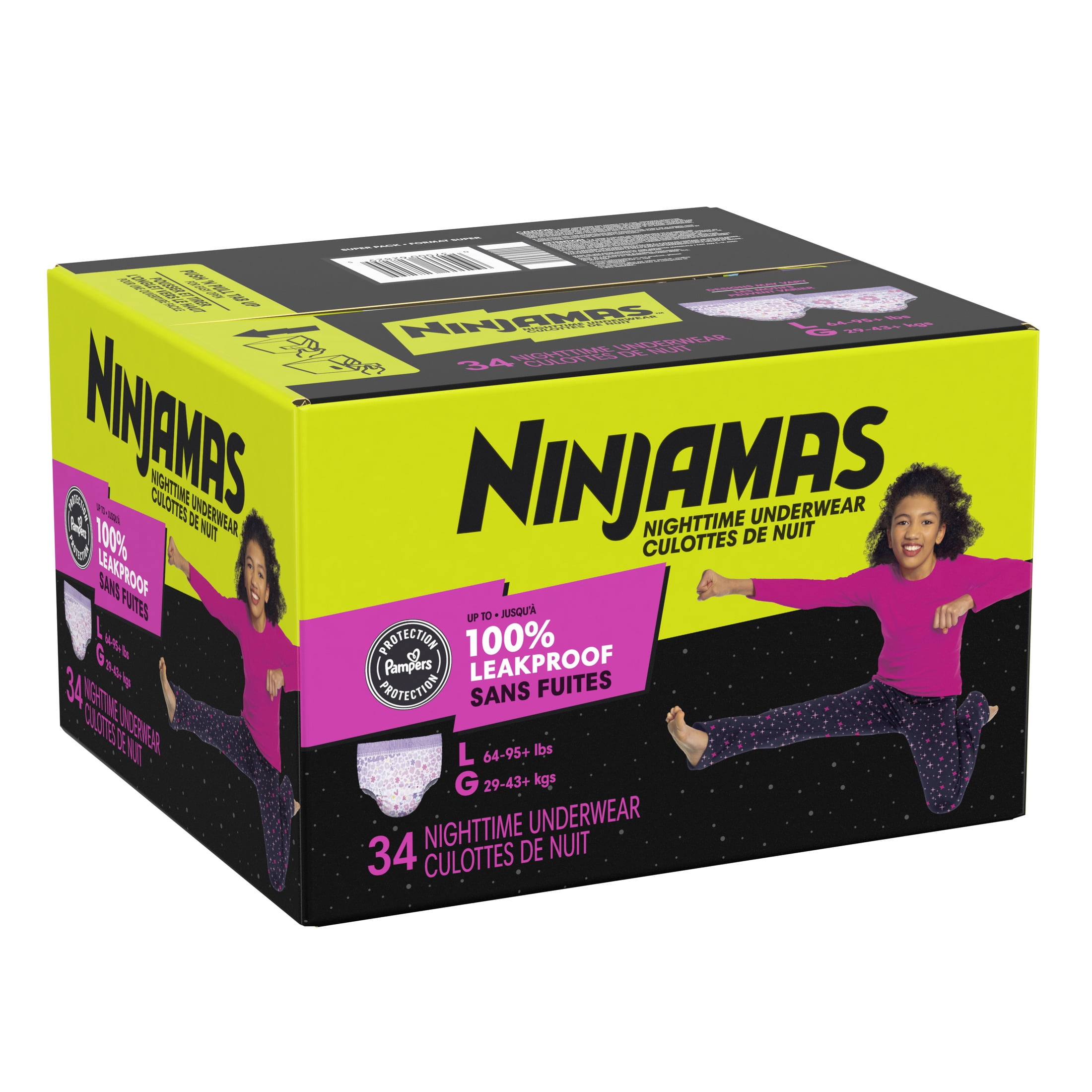 Pampers Ninjamas Nighttime Underwear for Toddler Girls Size