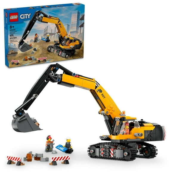 LEGO City Yellow Construction Excavator Toy Digger for Boys and Girls, Holiday or Birthday Gift for 8 Year Olds, Construction Toy, Driver, Worker and Architect Minifigures for Fun Pretend Play, 60420