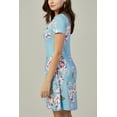 thumbnail image 4 of DEVOPS 2 Pack Women's Casual T-Shirt Short Sleeve Daily Mini Swing Dress With Pocket (Large, Dk.gray/Flower Light Blue), 4 of 7