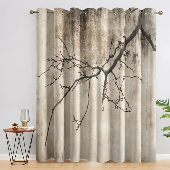 Tree Branch Curtains, Rustic Vintage Blackout Curtains For Bedroom Living Room Decor, Nature Window Curtains Grommet Drapes 52"W x 84"L (Pack of 2)