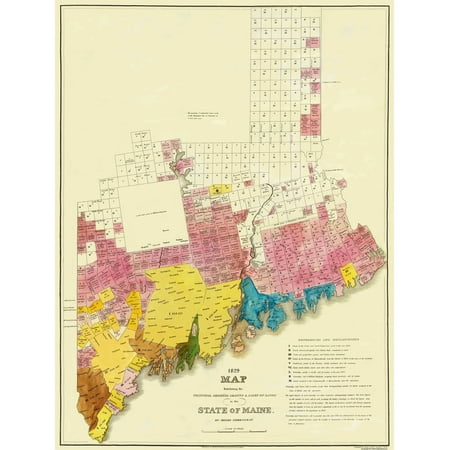 Historic State Map - Maine Land Grants 1st Edition - Greenleaf 1829 - Vintage Wall Art